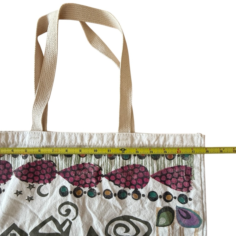 Bluefish Hand‎ Painted Cotton Shopping Canvas Tote Bag 16x18” - Picture 4 of 5